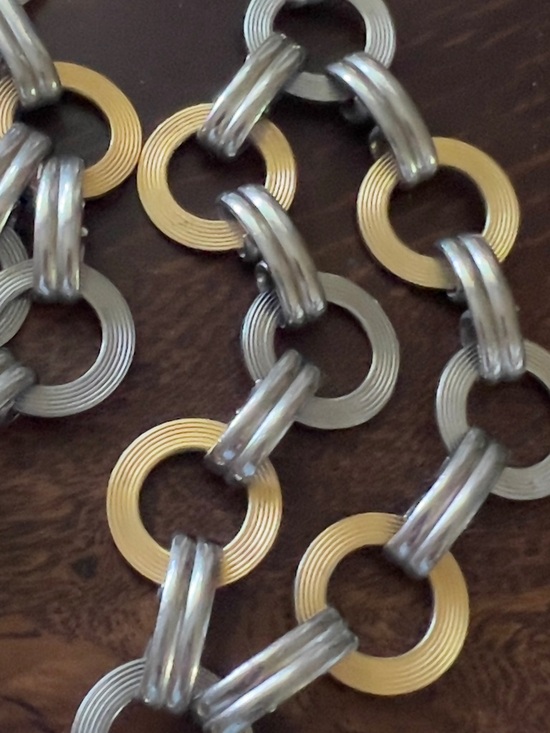 Vintage YSL Two tone Gold/Silver Interlocking Rings Metal Adjustable Belt main image 5
